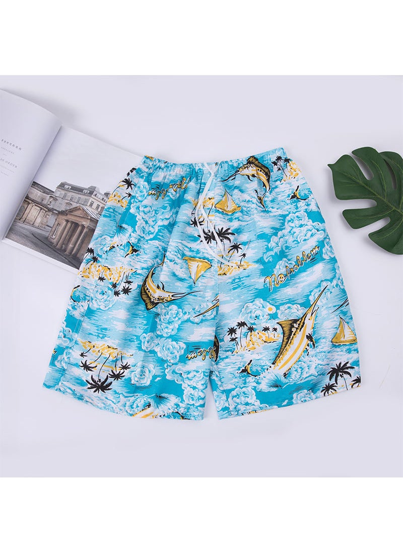 1 x 5 pcs Stylish Quick-Dry Mens Beach Shorts Casual Swimwear The Blue Shark