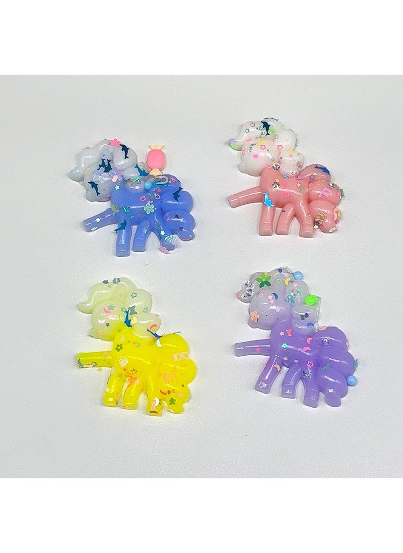 1 x 5 pcs Squishy Waffle Replica Stress Relief Toy Pony Polly Random Hair