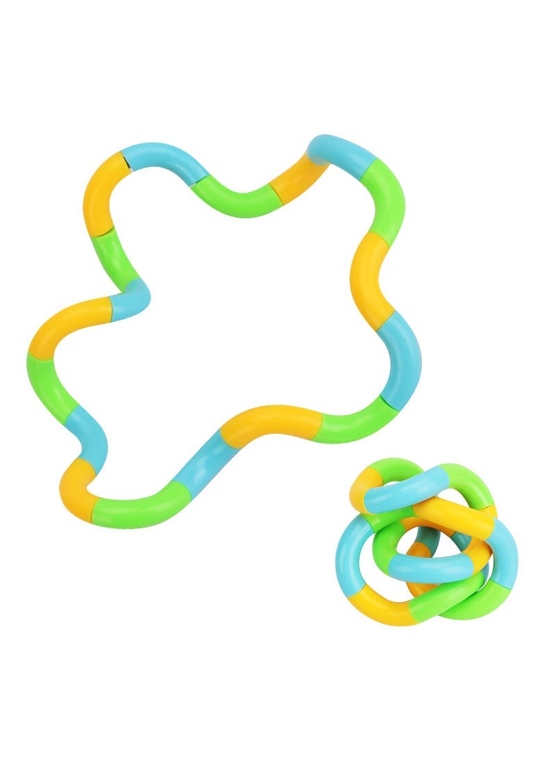 1 x 5 pcs Flexible Twist Rope Stress Relief Toy Yellow green light blue (bagged)