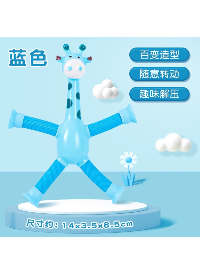 Suction Giraffe Robot Stretchy Glowing Toy for Kids Blue giraffe [without lights]