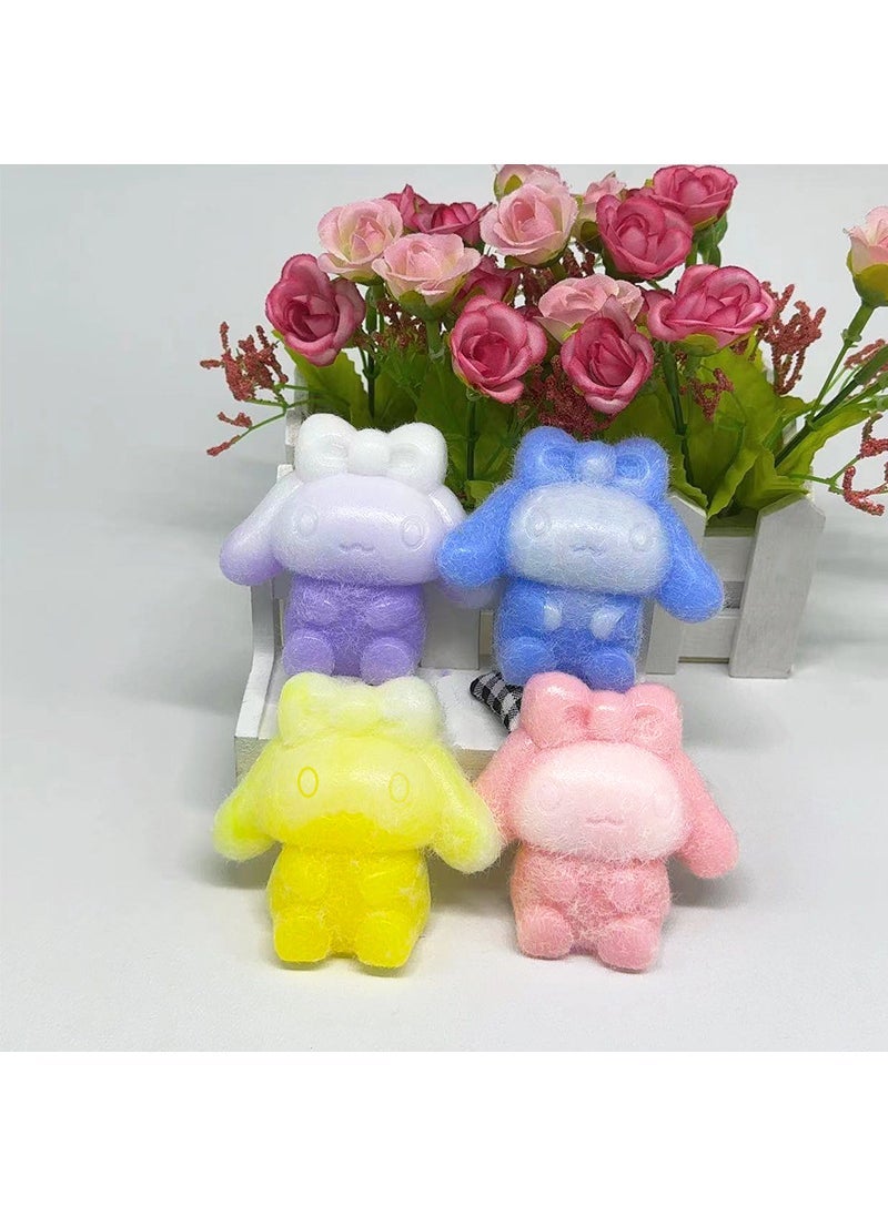 1 x 5 pcs Squishy Waffle Replica Stress Relief Toy Yugui dog four-color random hair