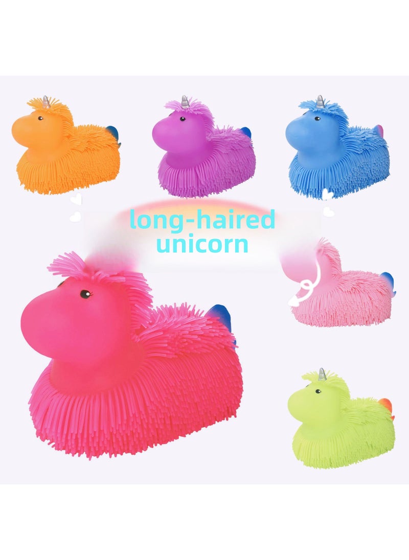 1 x 5 pcs Jumbo Stress Relief Squeeze Toy Ball Long hair Unicorn (color random delivery)