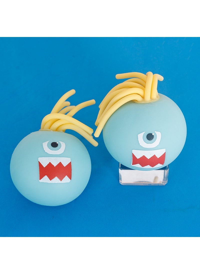 Novelty Stress Relief Hair-Pulling Toy Monster light blue strange face