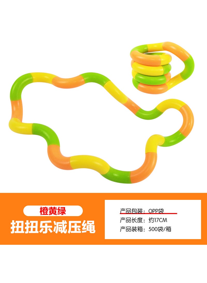 1 x 5 pcs Versatile Twist Rope Stress Relief Toy [orange, yellow and green] variety of twist music (opp bag) 21g