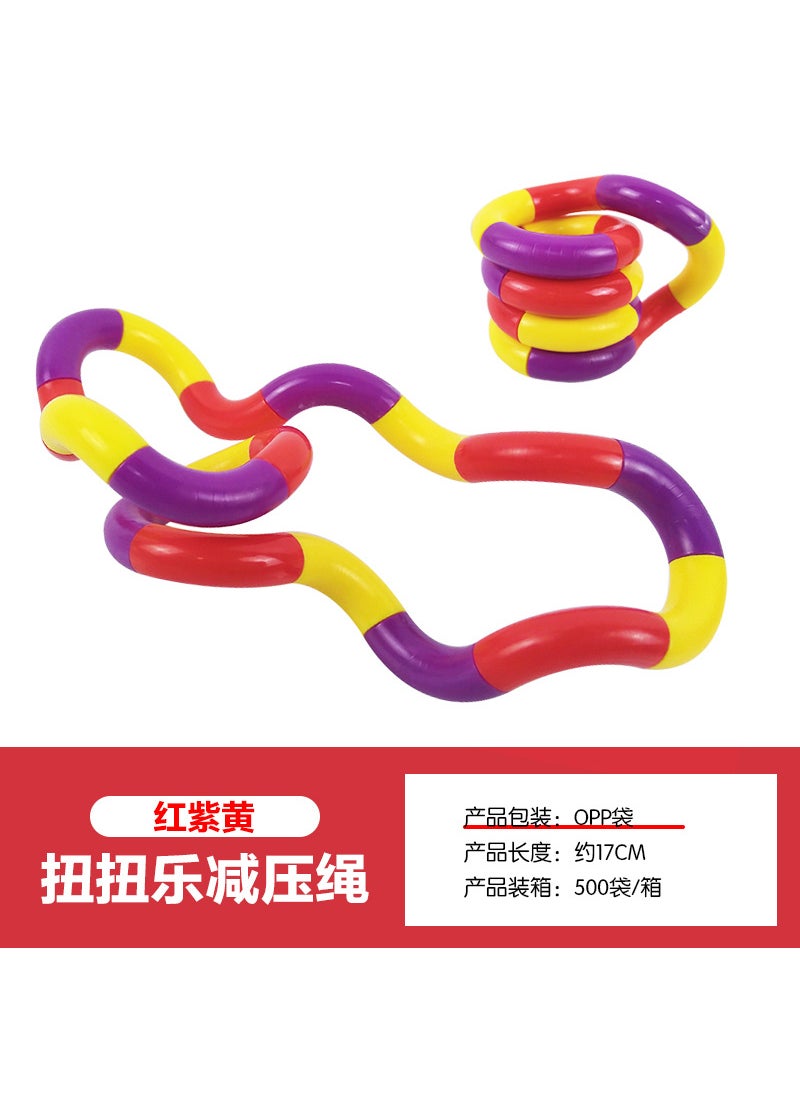 1 x 5 pcs Versatile Twist Rope Stress Relief Toy [red, purple and yellow] variety twist music (opp bag) 21g