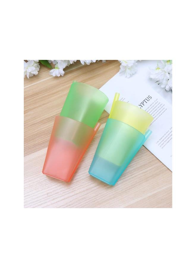 4PC Cups with Built- in Straw Colorful Sip Cups with Built in Straw for Children