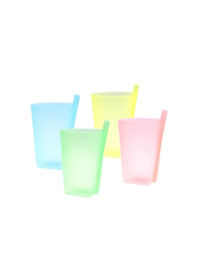 4PC Cups with Built- in Straw Colorful Sip Cups with Built in Straw for Children