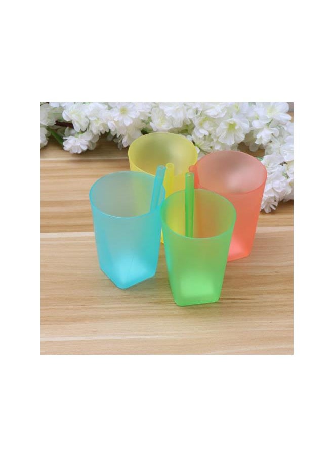 4PC Cups with Built- in Straw Colorful Sip Cups with Built in Straw for Children
