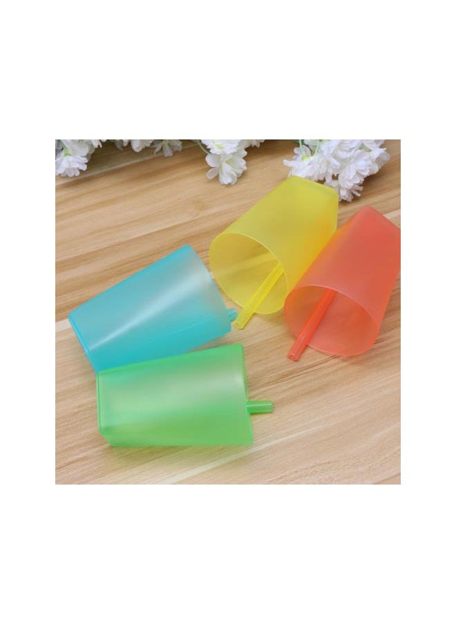 4PC Cups with Built- in Straw Colorful Sip Cups with Built in Straw for Children