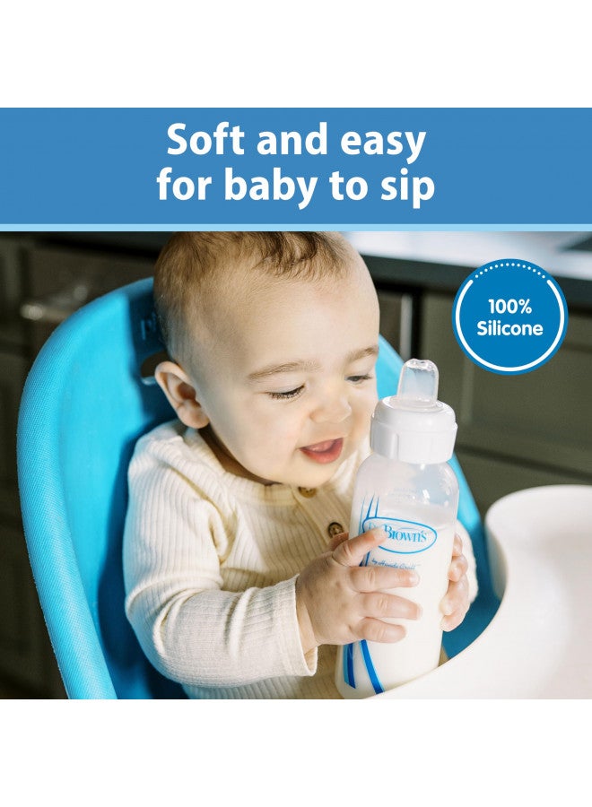 Milestones Options+ Sippy Spouts, Narrow, Soft 100% Silicone Baby Bottle Sippy Spout, 6M+, 2 Count