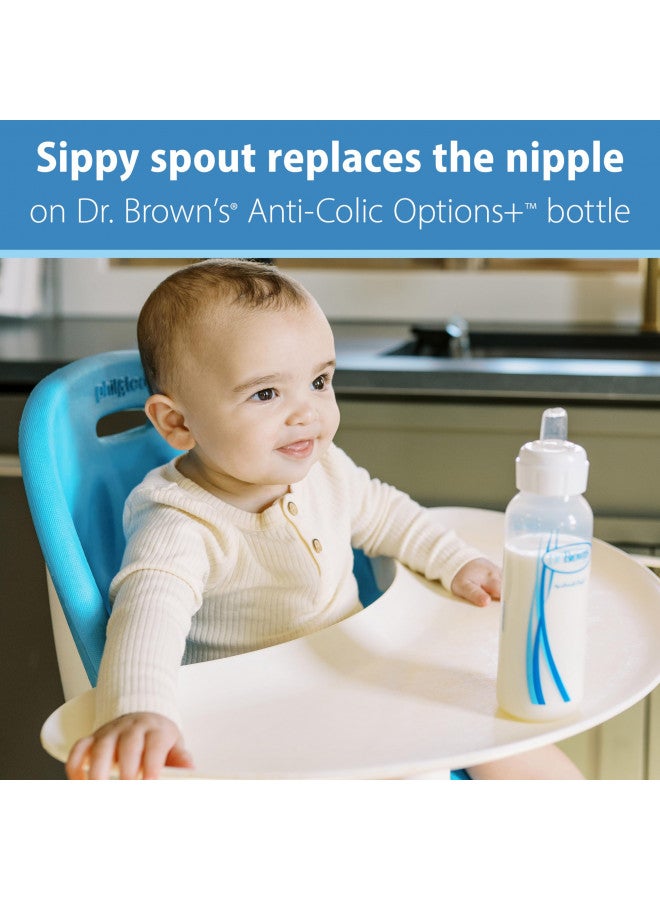 Milestones Options+ Sippy Spouts, Narrow, Soft 100% Silicone Baby Bottle Sippy Spout, 6M+, 2 Count