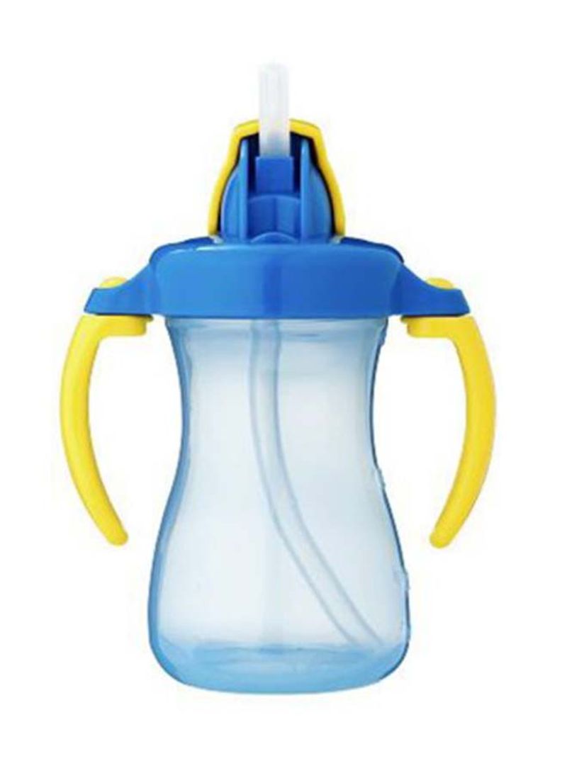 Petite Straw Bottle With Handle, 150ml - Blue/Yellow