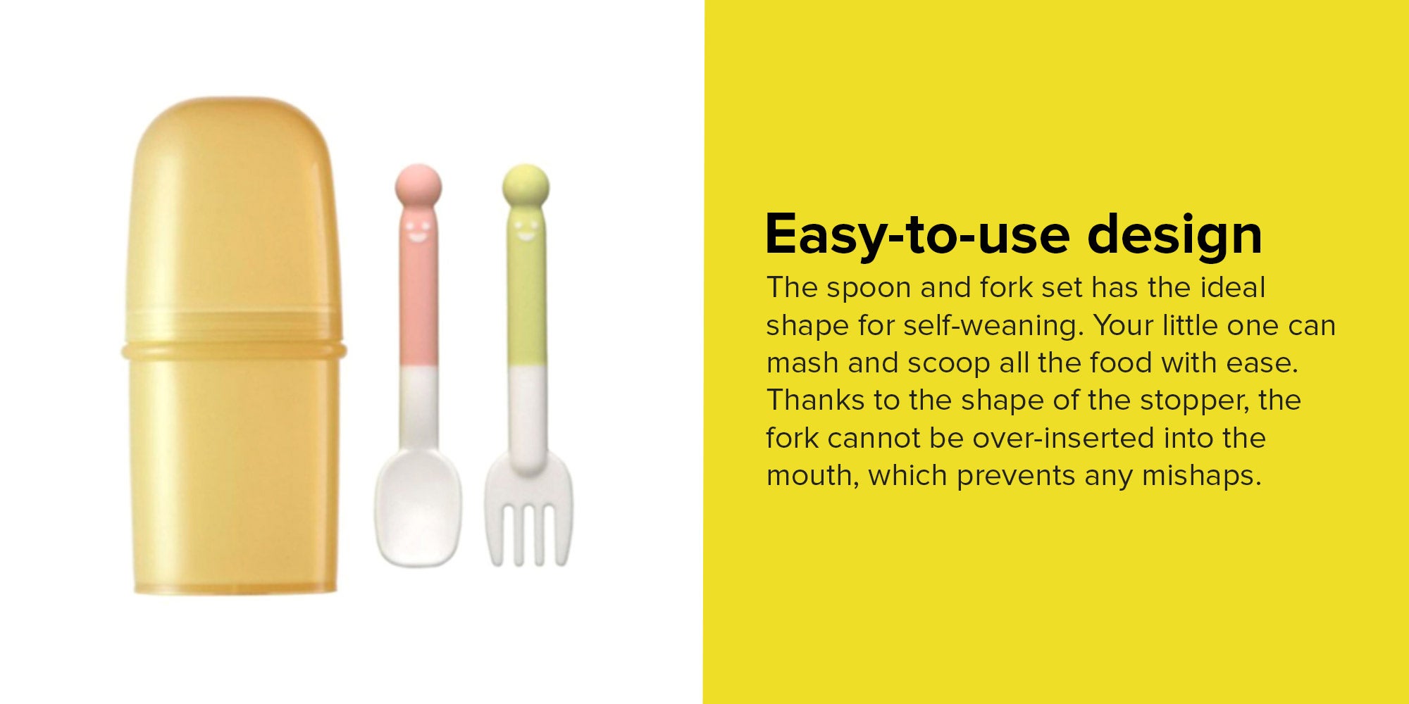 Self-Wean Spoon And Fork Set - Pink/Yellow/White