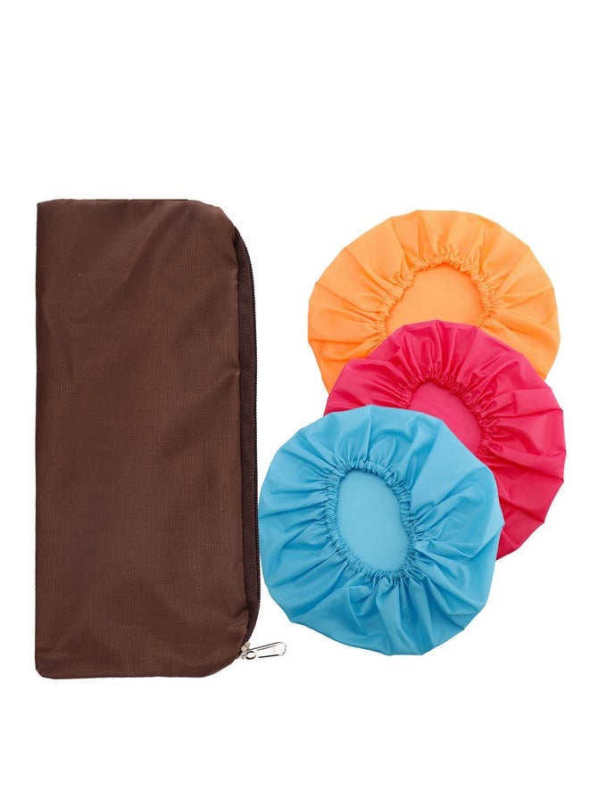 Reusable & Water Proof Shower Caps (Pack Of 3 ) In A Beautiful Zip Bag For Women & Men| Shower Caps -For Homes Spas, Salons, Hair Treatments & Hotels |Travel Essential|Elastic & Free Size