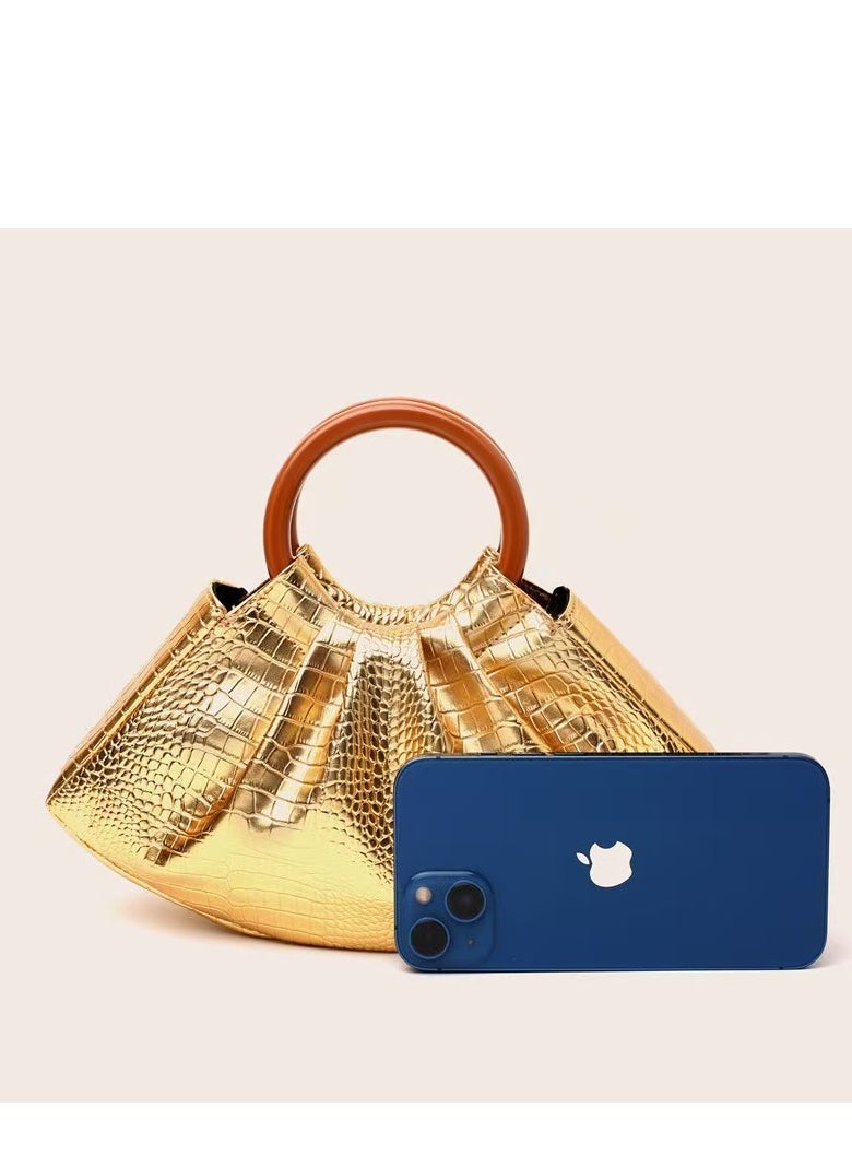 Woman Fashion Gold Crocodile Pattern Hobo Bag,Party Bag