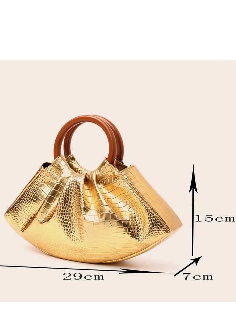 Woman Fashion Gold Crocodile Pattern Hobo Bag,Party Bag