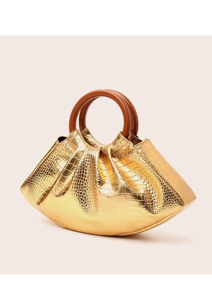 Woman Fashion Gold Crocodile Pattern Hobo Bag,Party Bag