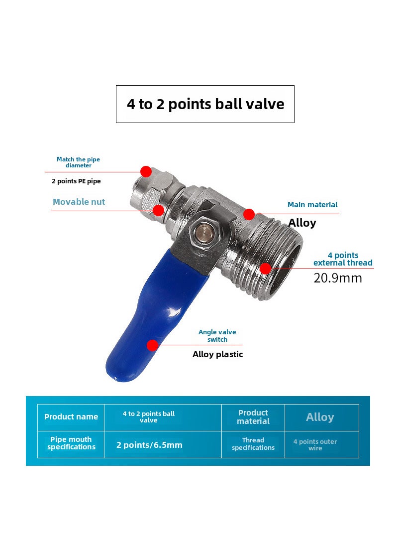 Water Purifier Inlet Connector 4 to 3/2 4-2 Outer Wire Valve (Alloy)