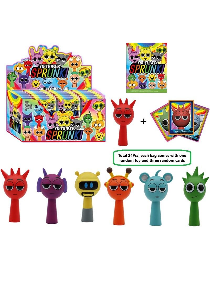 24 Pcs Random Figure Toys The Sprunki Action Figure Toys Each Bag With 3 Pcs Random Toy Cards Best Gift For Fans Boys And Girls Sprunki Series Figures Model Birthday Cake Toppers