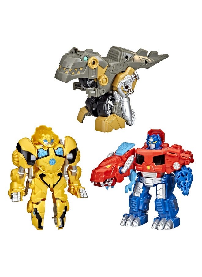 Playskool Primal Team-Up 3-Pack With Optimus Prime,Bumblebee, And Grimlock Converting Dinosaur Figures, 4.5-Inch Toys, Ages 3 And Up (Amazon Exclusive)