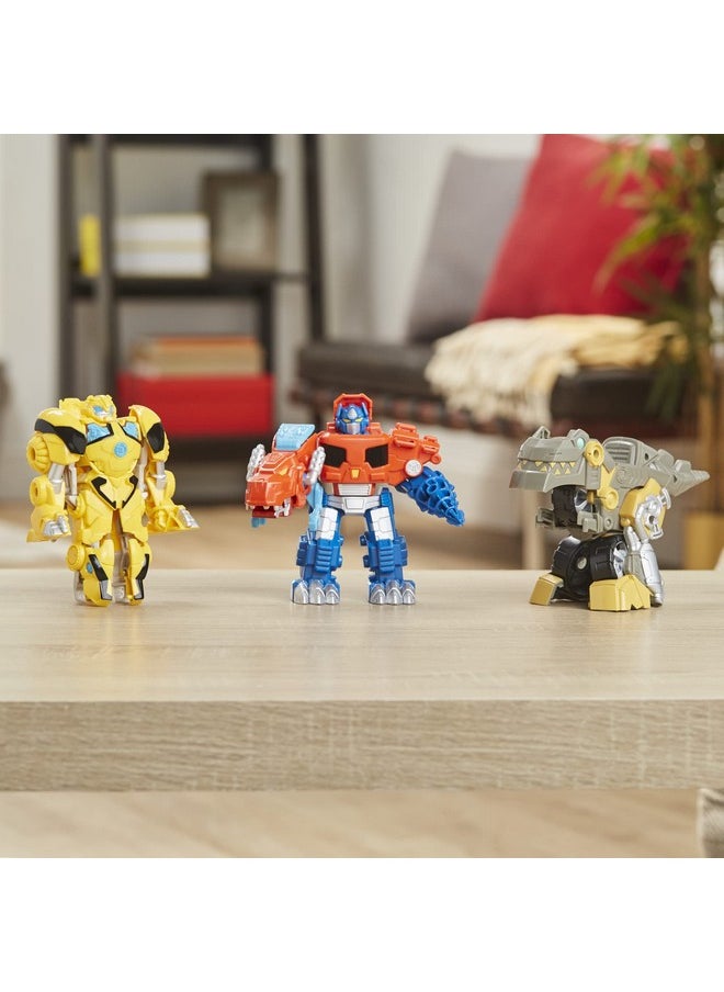 Playskool Primal Team-Up 3-Pack With Optimus Prime,Bumblebee, And Grimlock Converting Dinosaur Figures, 4.5-Inch Toys, Ages 3 And Up (Amazon Exclusive)