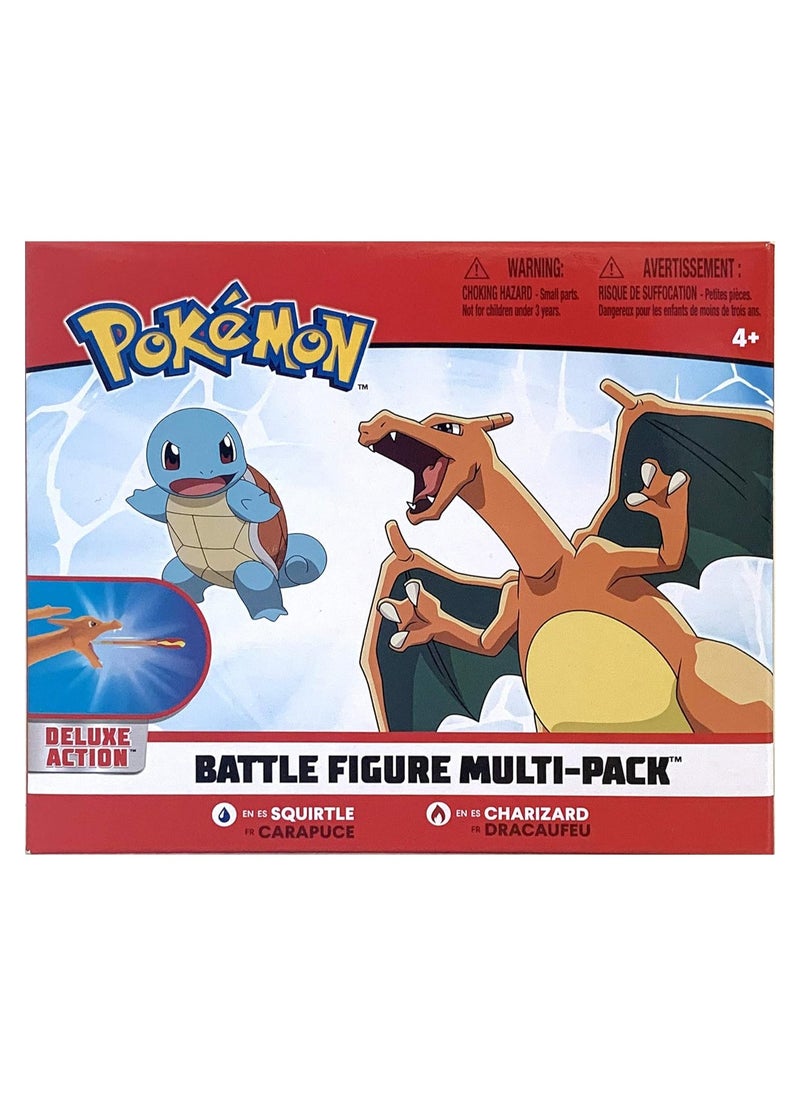 Pokemon Fire and Water Battle Pack - Includes 4.5 Inch Flame Action Charizard and 2 inch Squirtle