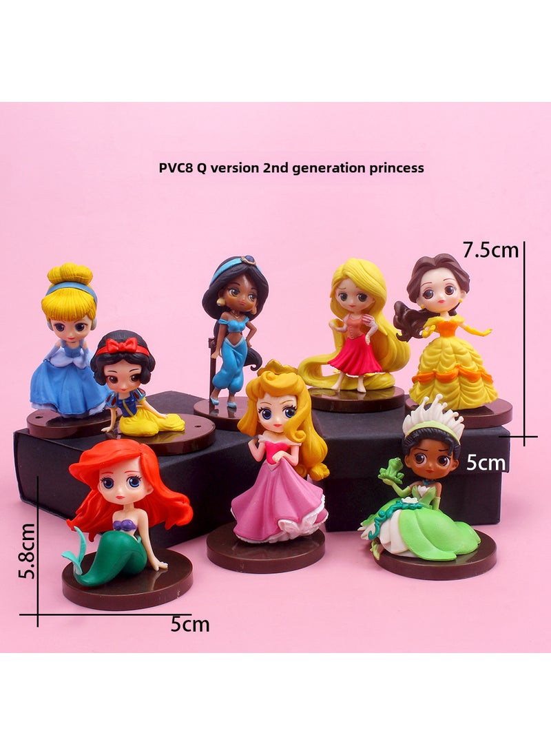 1 x 5 pcs Cute Princess Cake Toppers Decor Solid. 8 Pack Q Edition Second Generation Princess