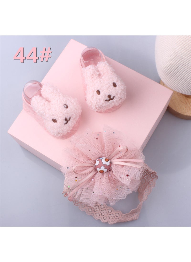 1 x 5 pcs Baby Headband Socks Set Kids No-show Floor Socks 44#