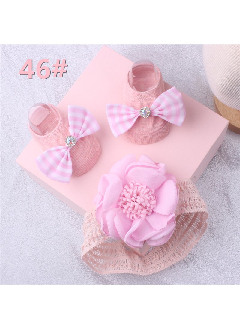 1 x 5 pcs Baby Headband Socks Set Kids No-show Floor Socks 46#