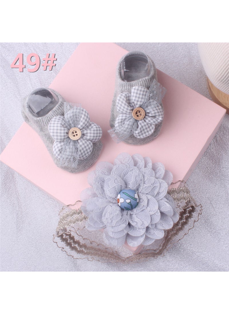 1 x 5 pcs Baby Headband Socks Set Kids No-show Floor Socks 49#