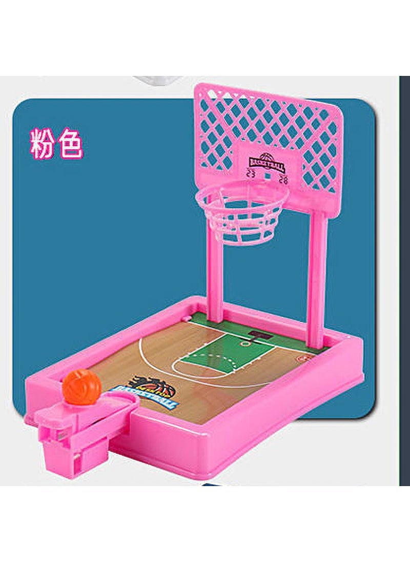 Mini finger catapult basketball machine children Table pitching basketball machine baby desktop fun interactive small toys Pink basketball machine with 4 balls (bag)