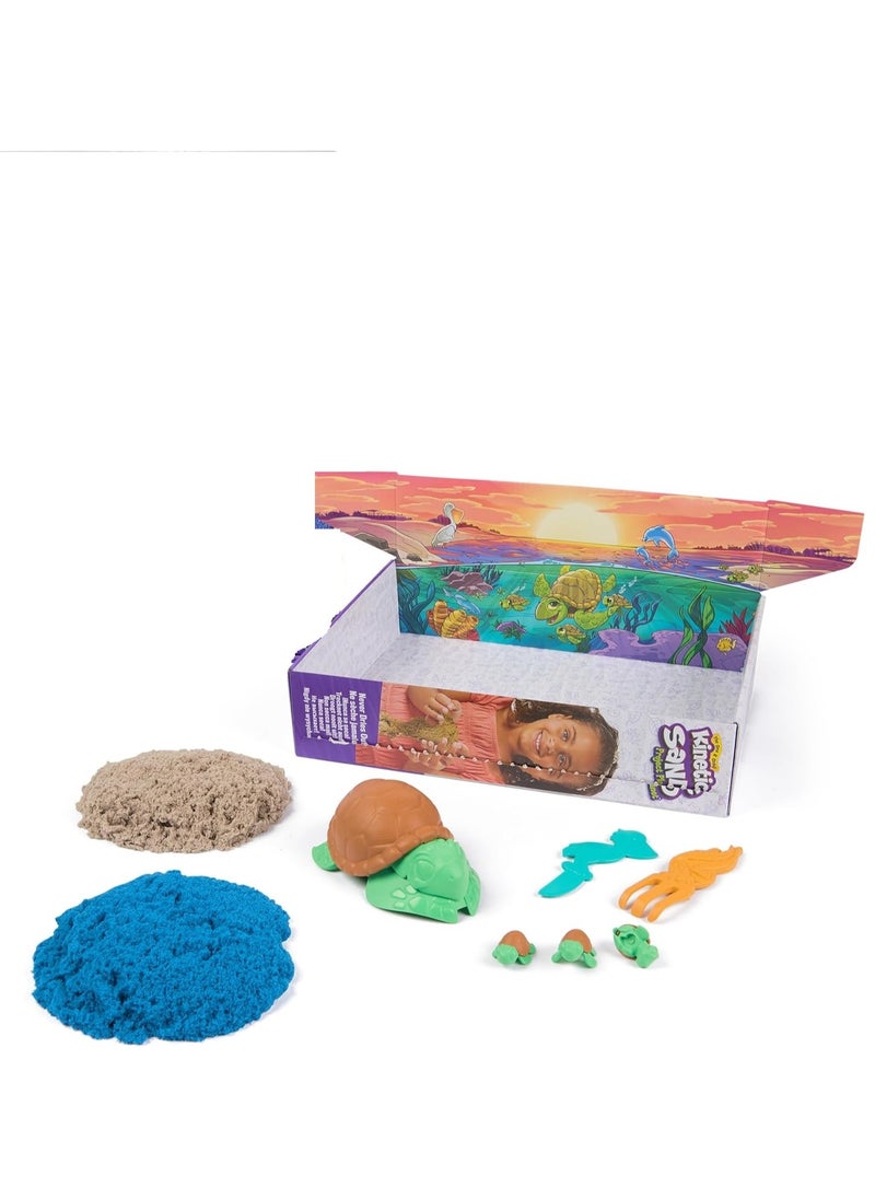 Kinetic Sand, Project Planet Turtle Beach with 396g Play Sand, Tools & Moulds, Sustainably Minded Materials, Sensory Toys for Kids Aged 3+