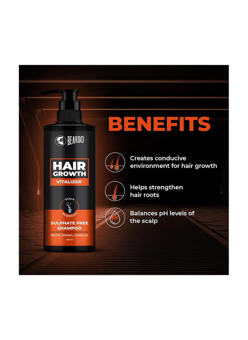 Beardo Hair Growth Vitalizer Shampoo, 200 ml | Shampoo for Men | Promotes Hair Growth | Sulphate and Paraben Free Shampoo | With Onion Oil & Biotin