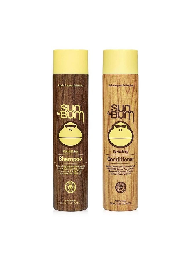 Sun Bum Revitalizing Shampoo And Conditioner Vegan And Cruelty Free Hydrating, Moisturizing And Shine Enhancing Hair Wash 10 Ounce Each