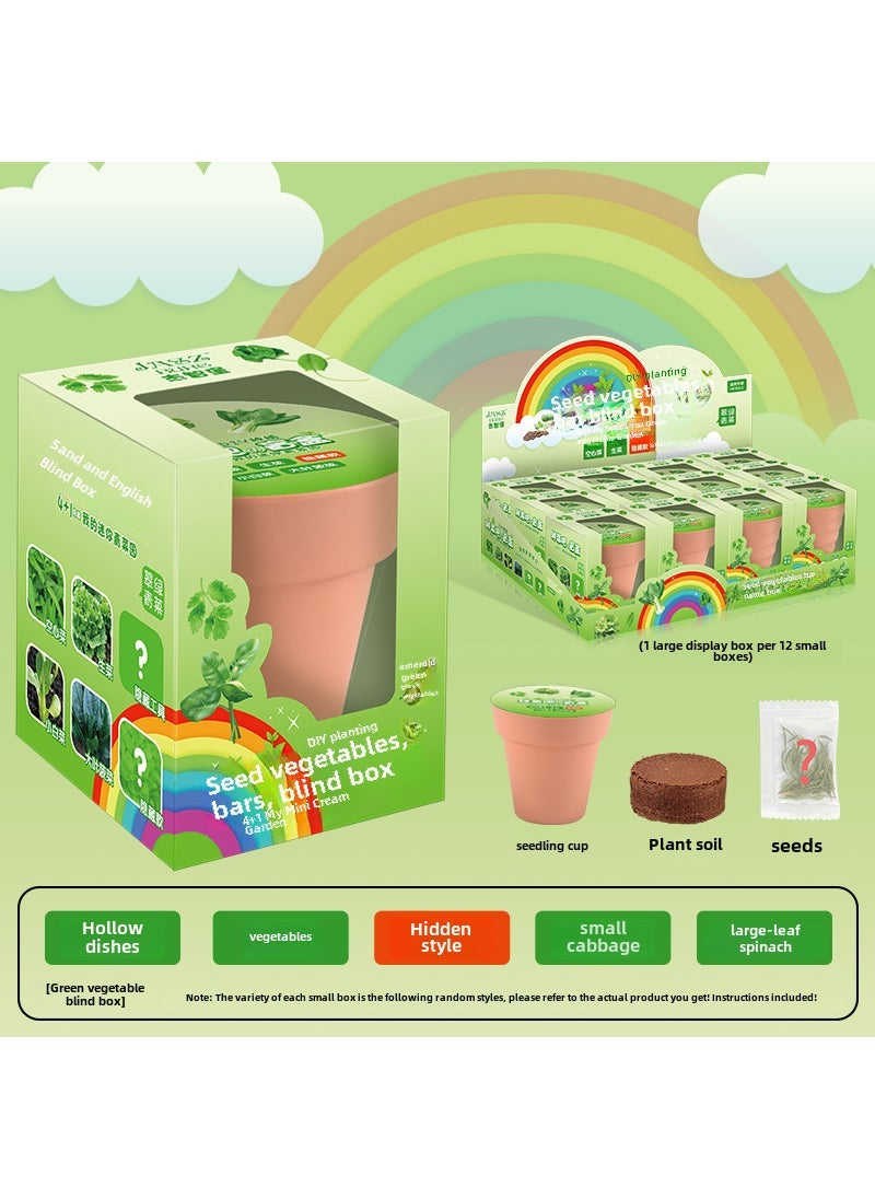 Kids DIY Planting Craft Kit Blind Box Green vegetable blind box (option: 1 small box, 12 small boxes and 1 display box)