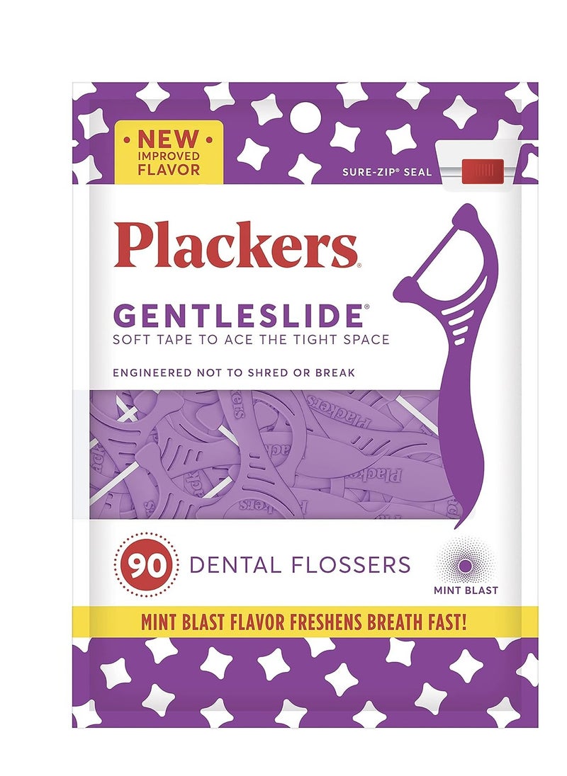 Plackers 3 in 1 Dental Floss Picks 90 Pcs Mint flavored flosser with tongue cleaner and toothpick for fresh breath and healthy gums