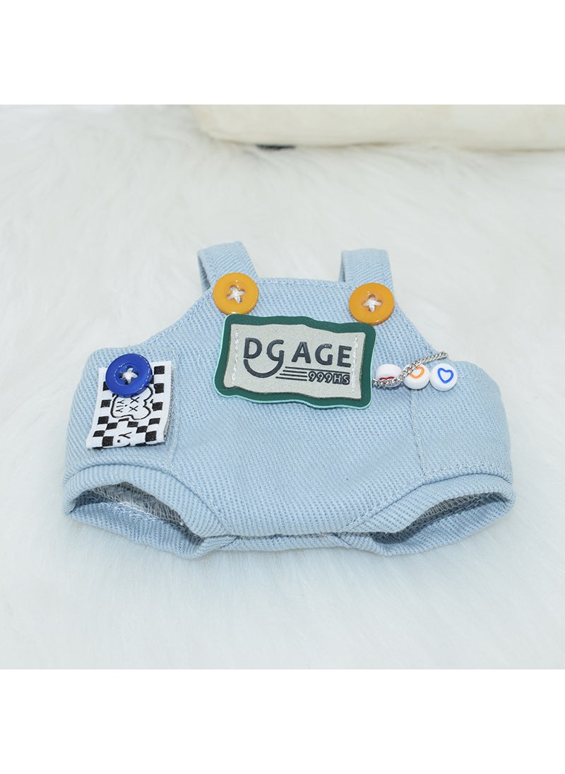 1 x 5 pcs 20cm Cotton Doll Overalls and Hat Set 20CM: denim suspenders