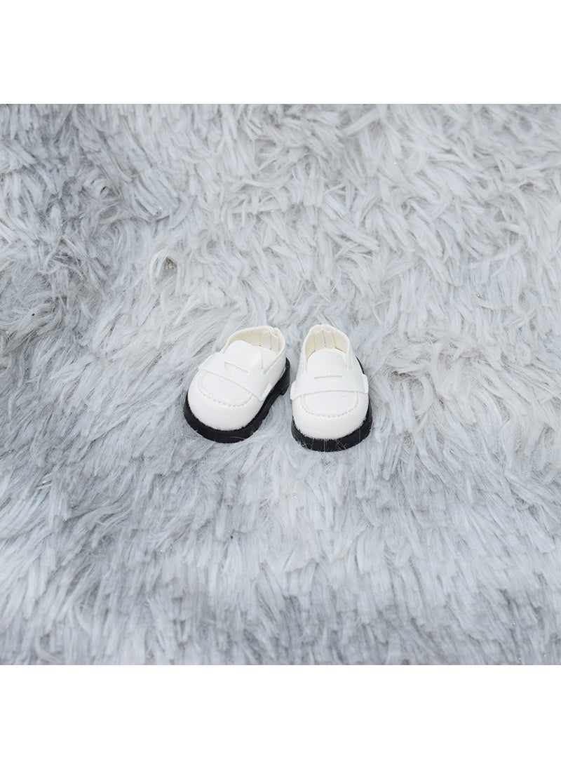 1 x 5 pcs 10cm Cotton Doll Shoes 3.8cm Dress-Up Toy Accessories White B (hole)