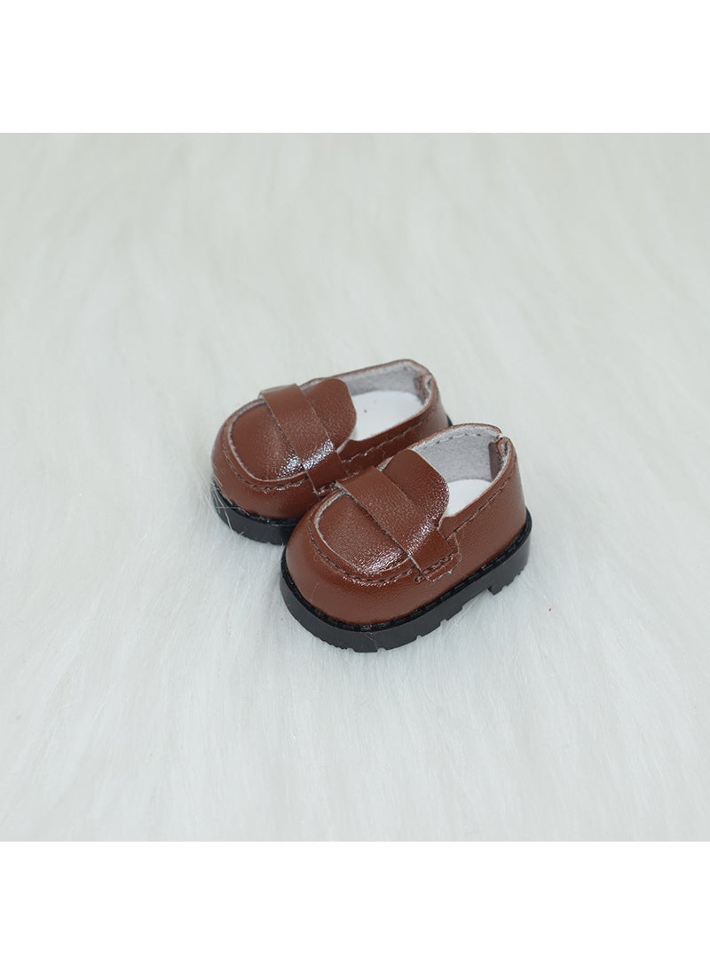 1 x 5 pcs 10cm Cotton Doll Shoes 3.8cm Dress-Up Toy Accessories Brown A