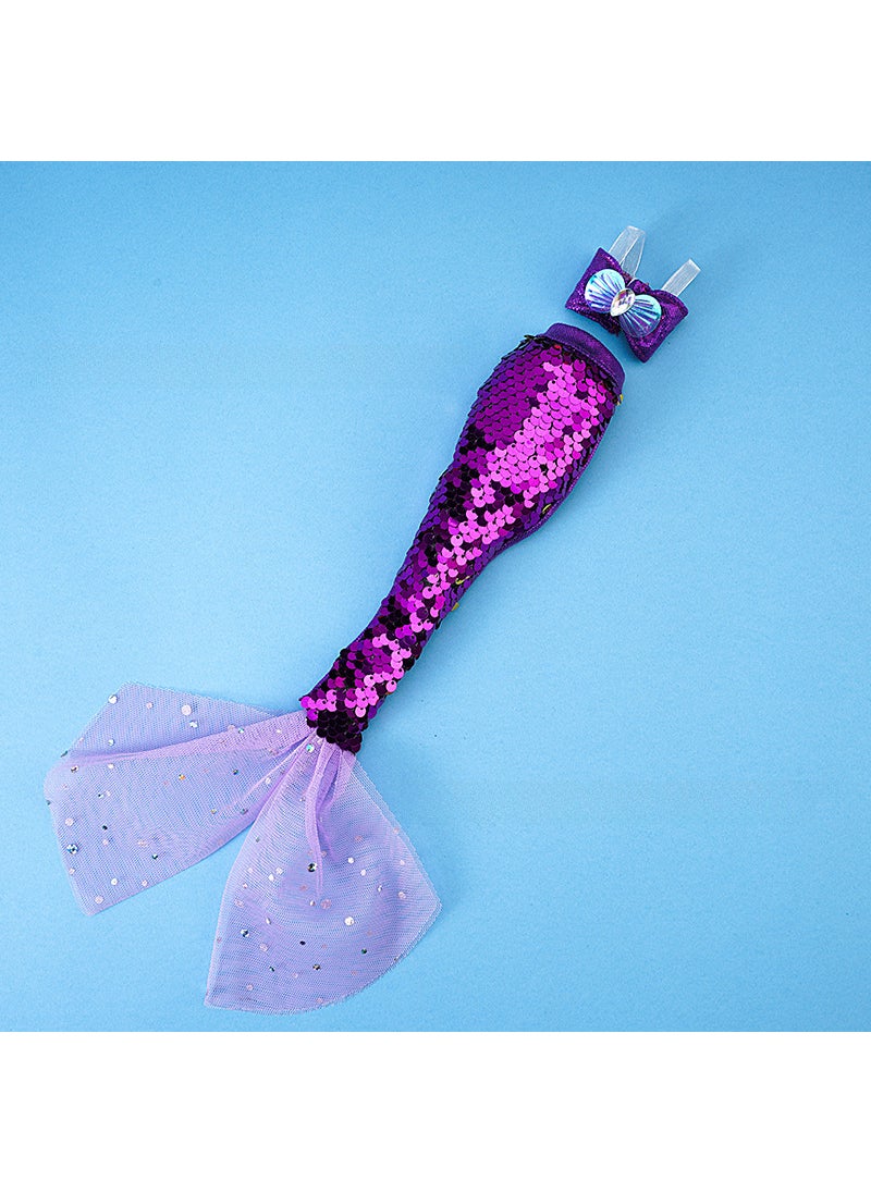 1 x 5 pcs Mermaid Princess Doll Sequin Tail Outfit Set Purple Mermaid