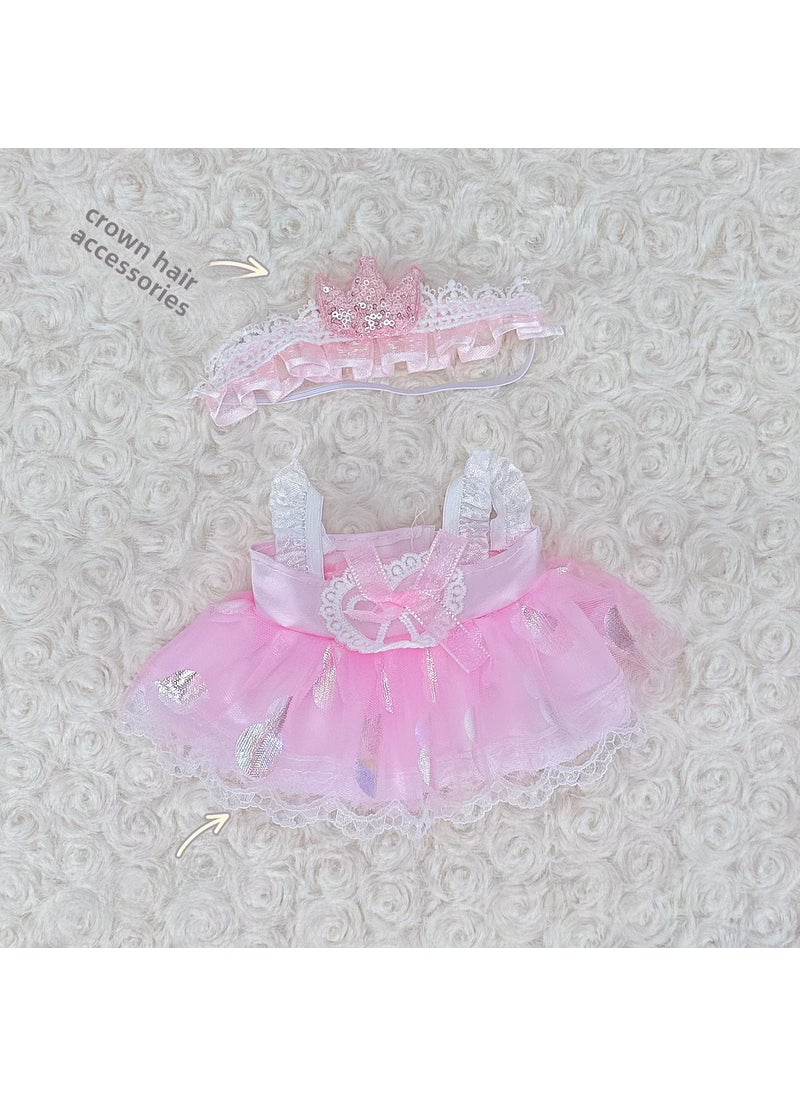 1 x 5 pcs New 20cm Cotton Doll Dress Set Pink Crown Dress