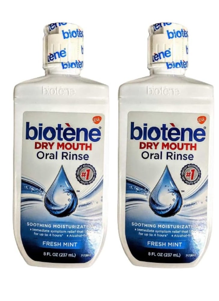 Biotene Dry Mouth Oral Rinse, Fresh Mint 8 oz (Pack of 2)