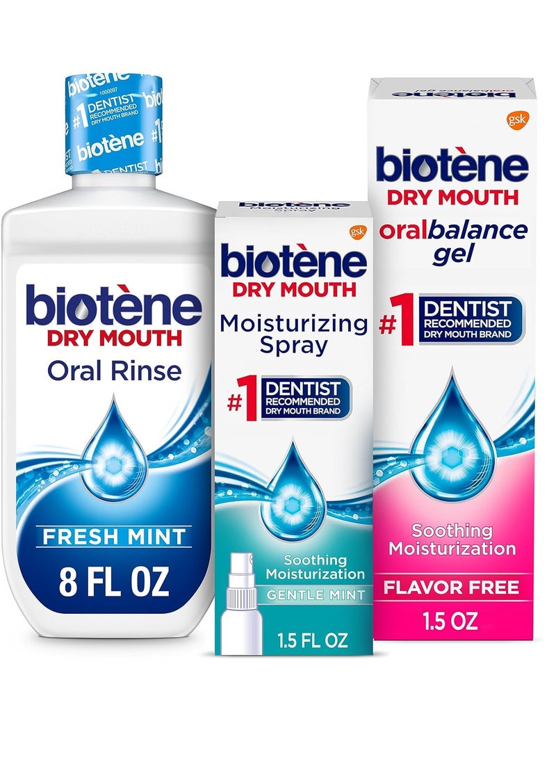 biotène Dry Mouth Management Oral Rinse, Dry Mouth Spray and Moisturizing Gel - 1 Kit