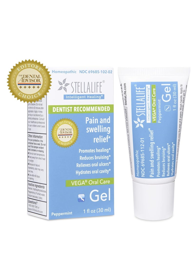 StellaLife VEGA Oral Gel: Dry Socket, Dry Mouth, Canker Sore, Tooth Extraction, Gum Surgery, Braces, Denture, Ulcer, Mucositis, Dental Implant, Advanced Natural Dental Pain Relief, Heal Faster, Mint