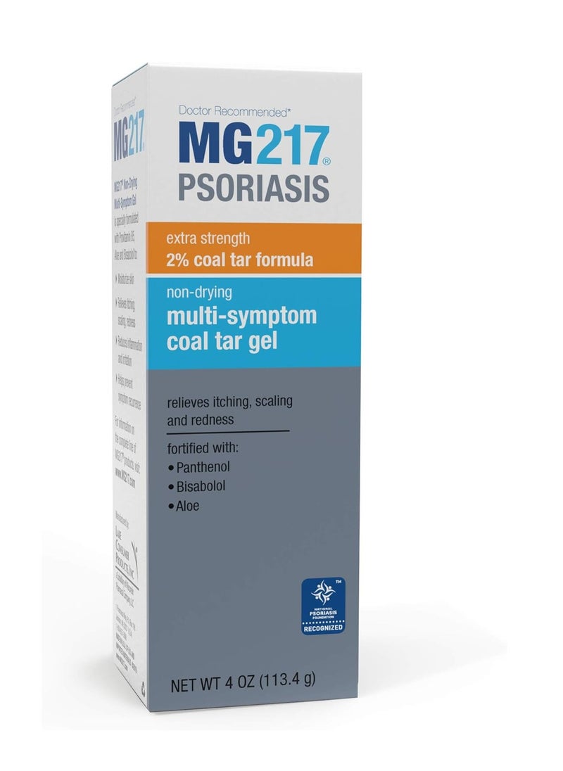 MG217 2% Coal Tar Psoriasis Gel, Non-Drying Multi-Symptom Treatment - 4 oz Tube