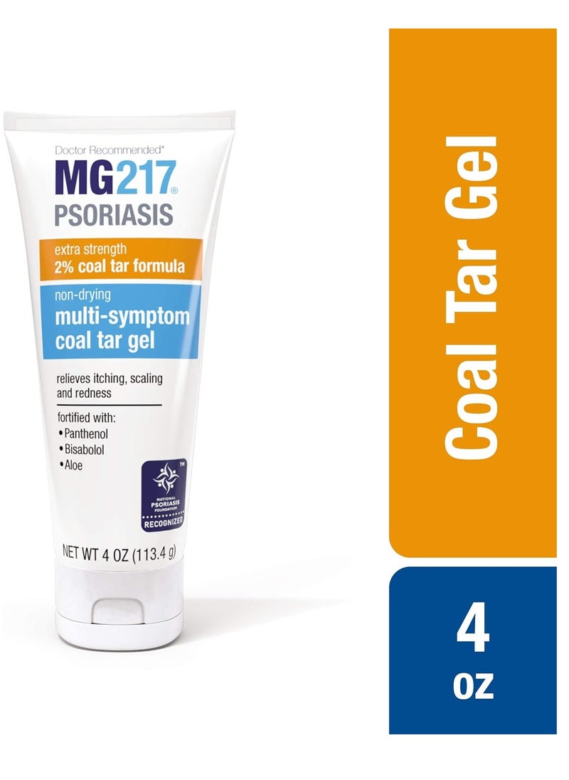 MG217 2% Coal Tar Psoriasis Gel, Non-Drying Multi-Symptom Treatment - 4 oz Tube