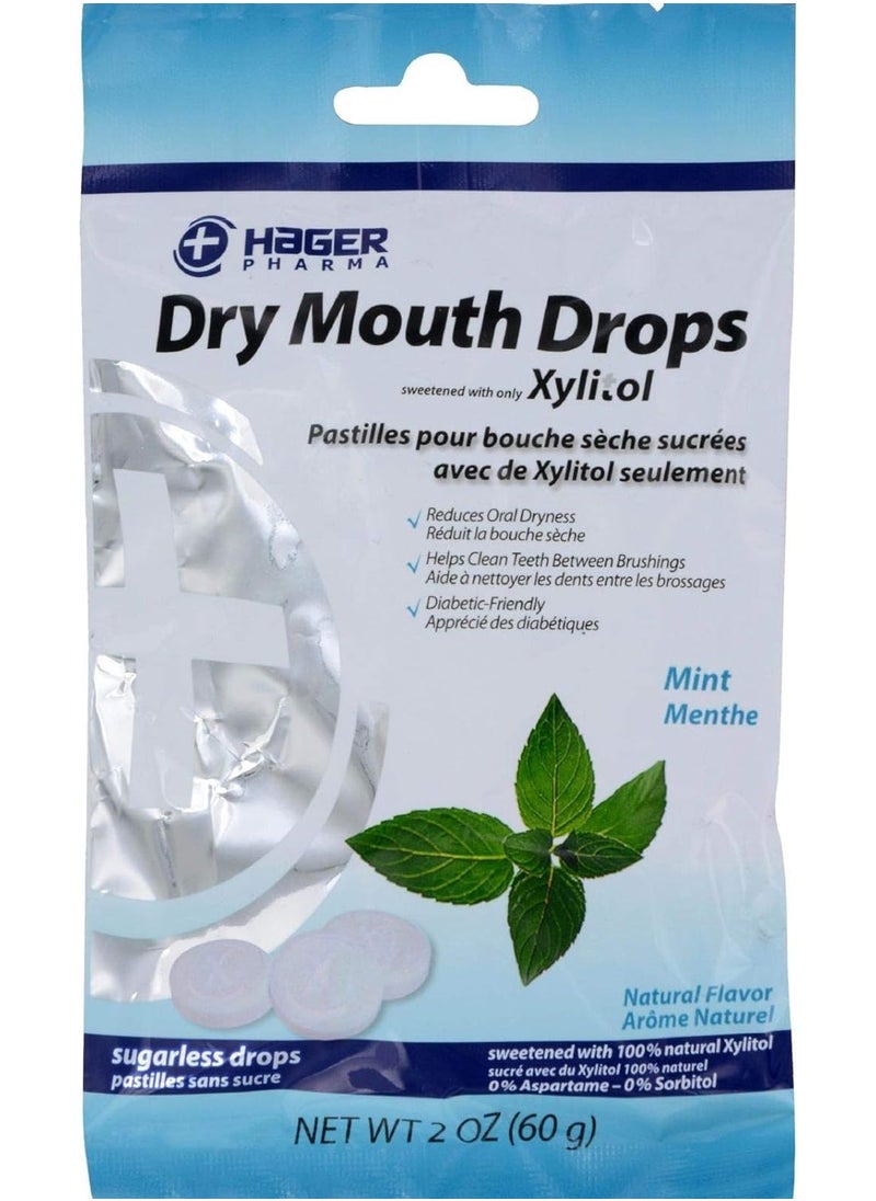 Hager Pharma Dry Mouth Drops - Mint - Gluten Free - 2 oz (Pack of 2)