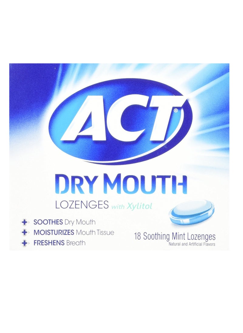 ACT Dry Mouth Lozenges With Xylitol 18 Count (Pack of 1) (Packaging May Vary)