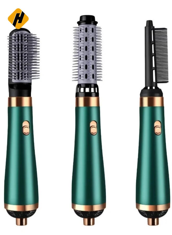 3 in 1 Hair straightener brush for hair dryer brush electric Comb Curler Hairdryer Brush rotating Straightening brush (Green)