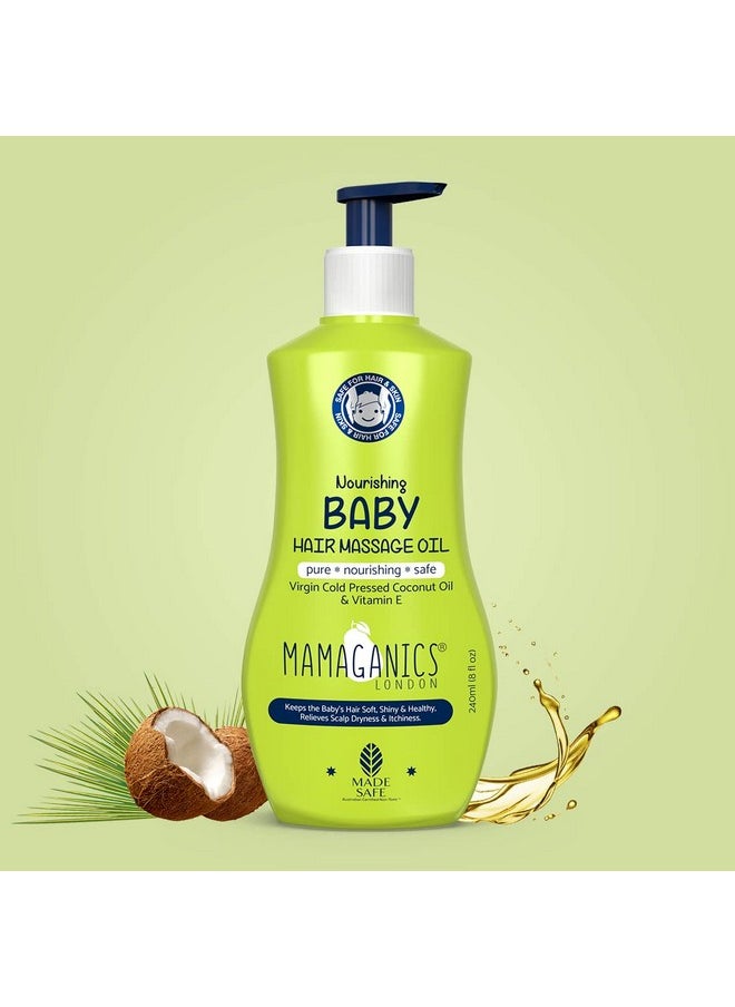 Nourishing Hair Massage Oil For Baby'S Sensitive Soft Skin With 100% Virgin Cold Pressed Coconut Oil Hypoallergenic Vegan Friendly (Hair Oil 240Ml)